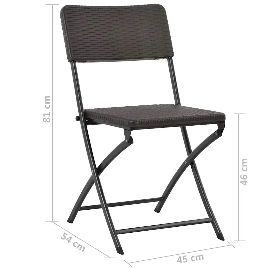 Outdoor Folding Chairs Set of 2 Garden Patio Seating Brown Weather-Resistant