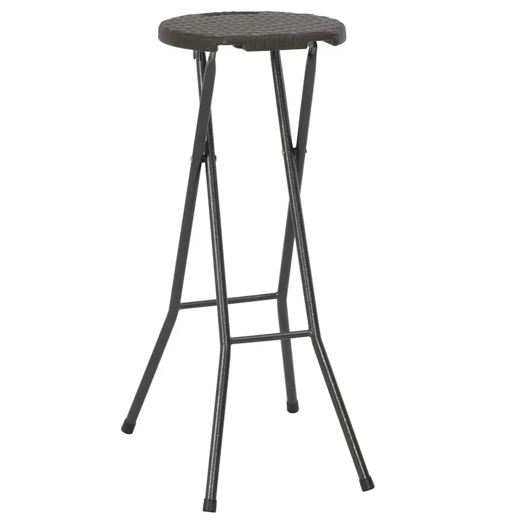 Folding Bar Stools 2 pcs Outdoor Seating Brown Rattan Look Garden Patio Chairs