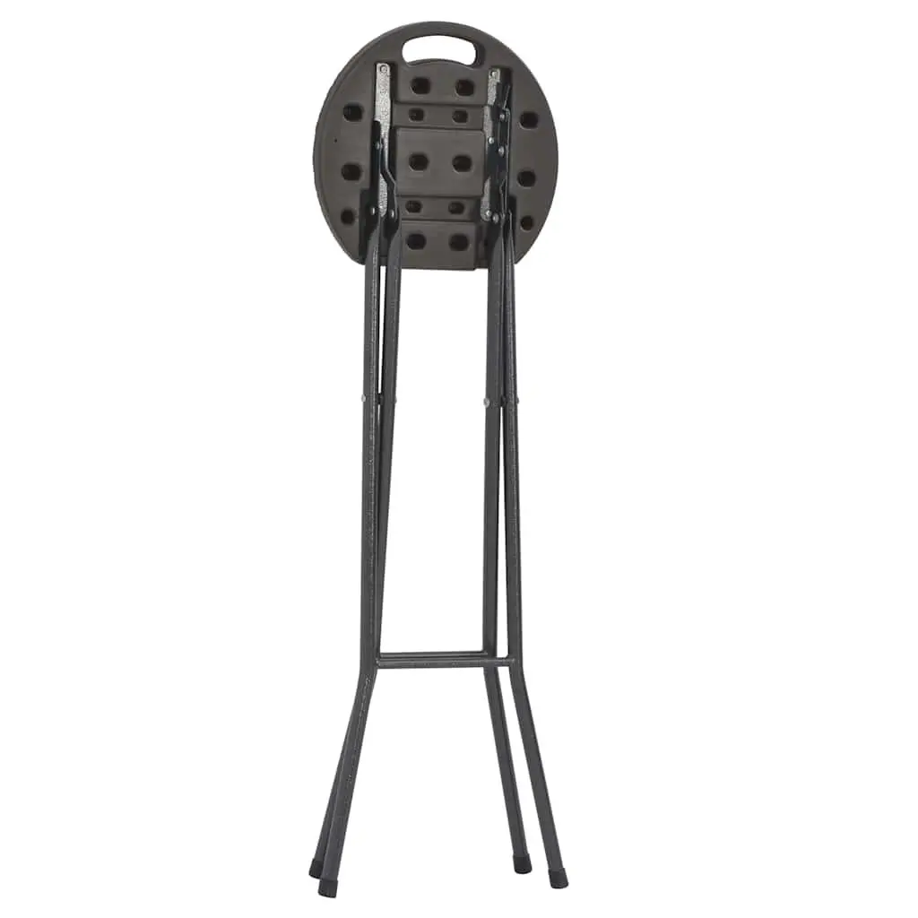 Folding Bar Stools 2 pcs Outdoor Seating Brown Rattan Look Garden Patio Chairs