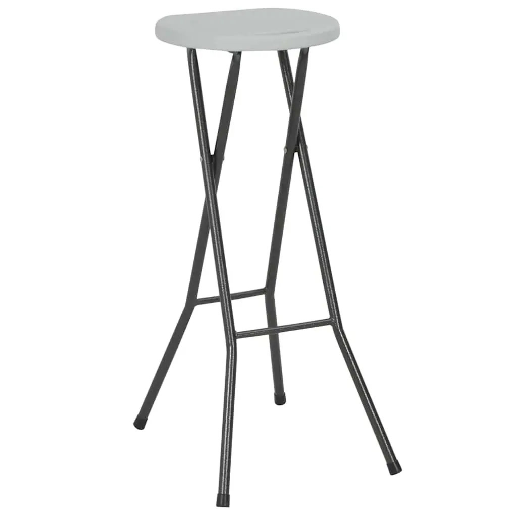 Folding Outdoor Bar Stools 2 Piece Lightweight White Chairs for Garden Patio Balcony