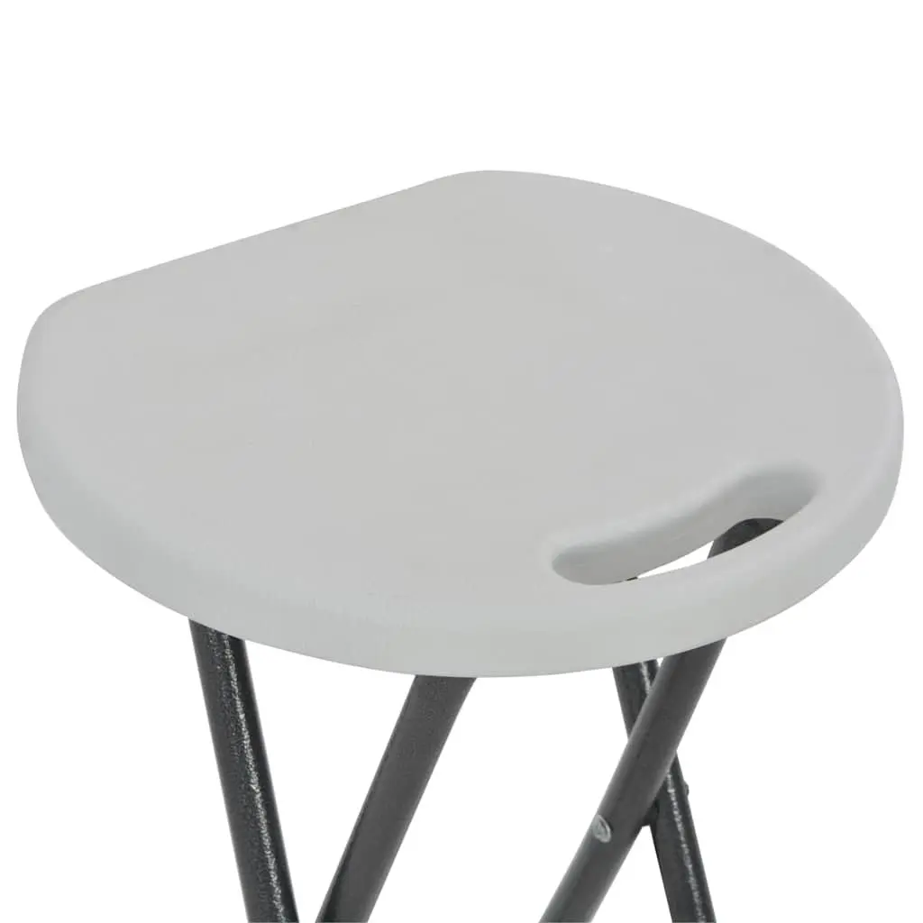 Folding Outdoor Bar Stools 2 Piece Lightweight White Chairs for Garden Patio Balcony