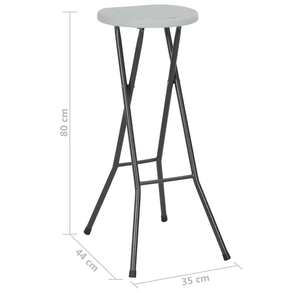 Folding Outdoor Bar Stools 2 Piece Lightweight White Chairs for Garden Patio Balcony