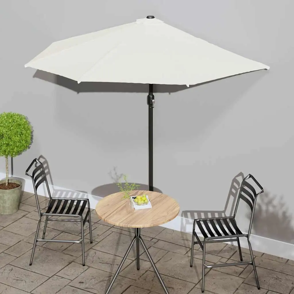 Half Round Garden Parasol UV Protective Crank 270x144cm Beige