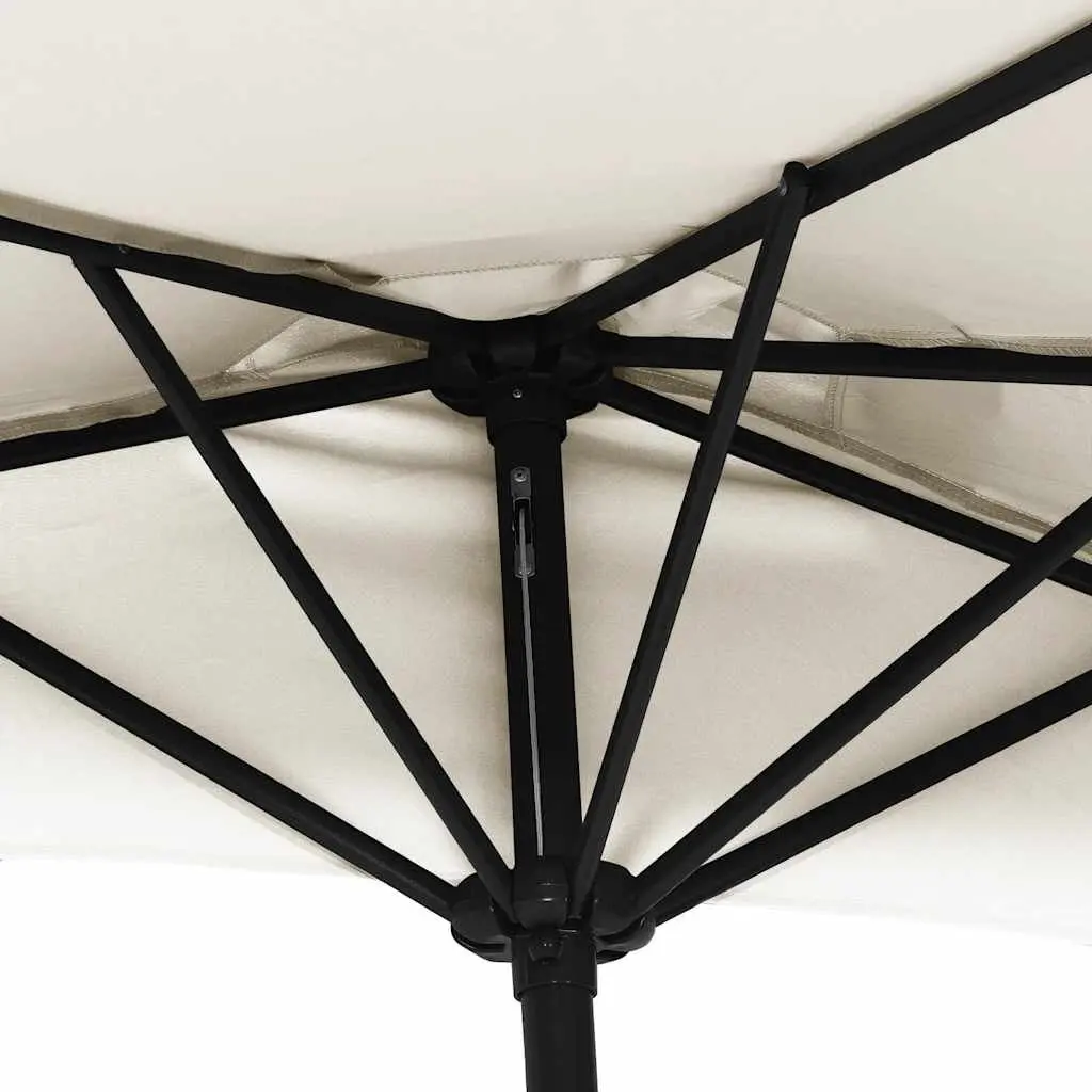 Half Round Garden Parasol UV Protective Crank 270x144cm Beige