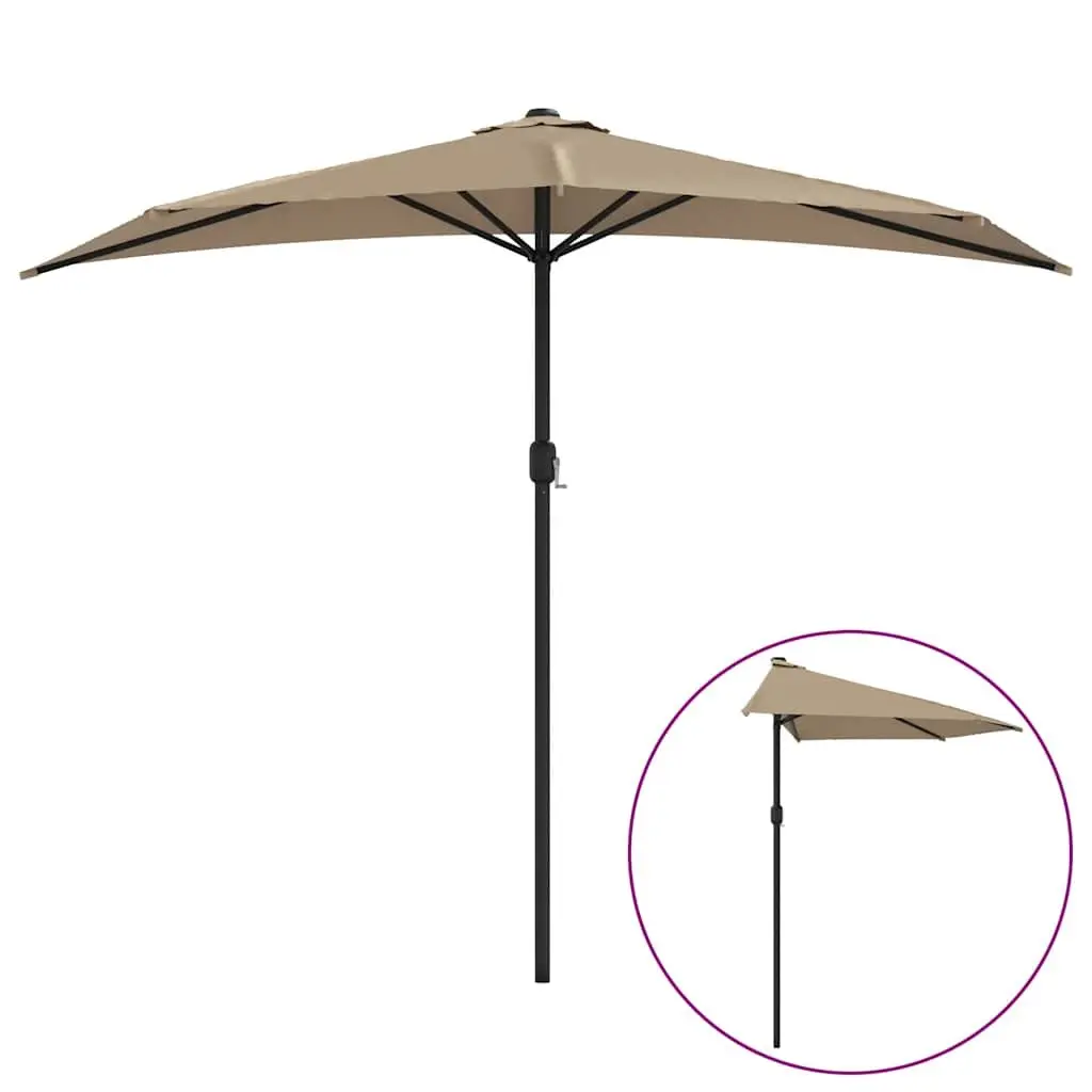Half Round Garden Parasol Outdoor Shade Umbrella UV Protection Balcony Patio