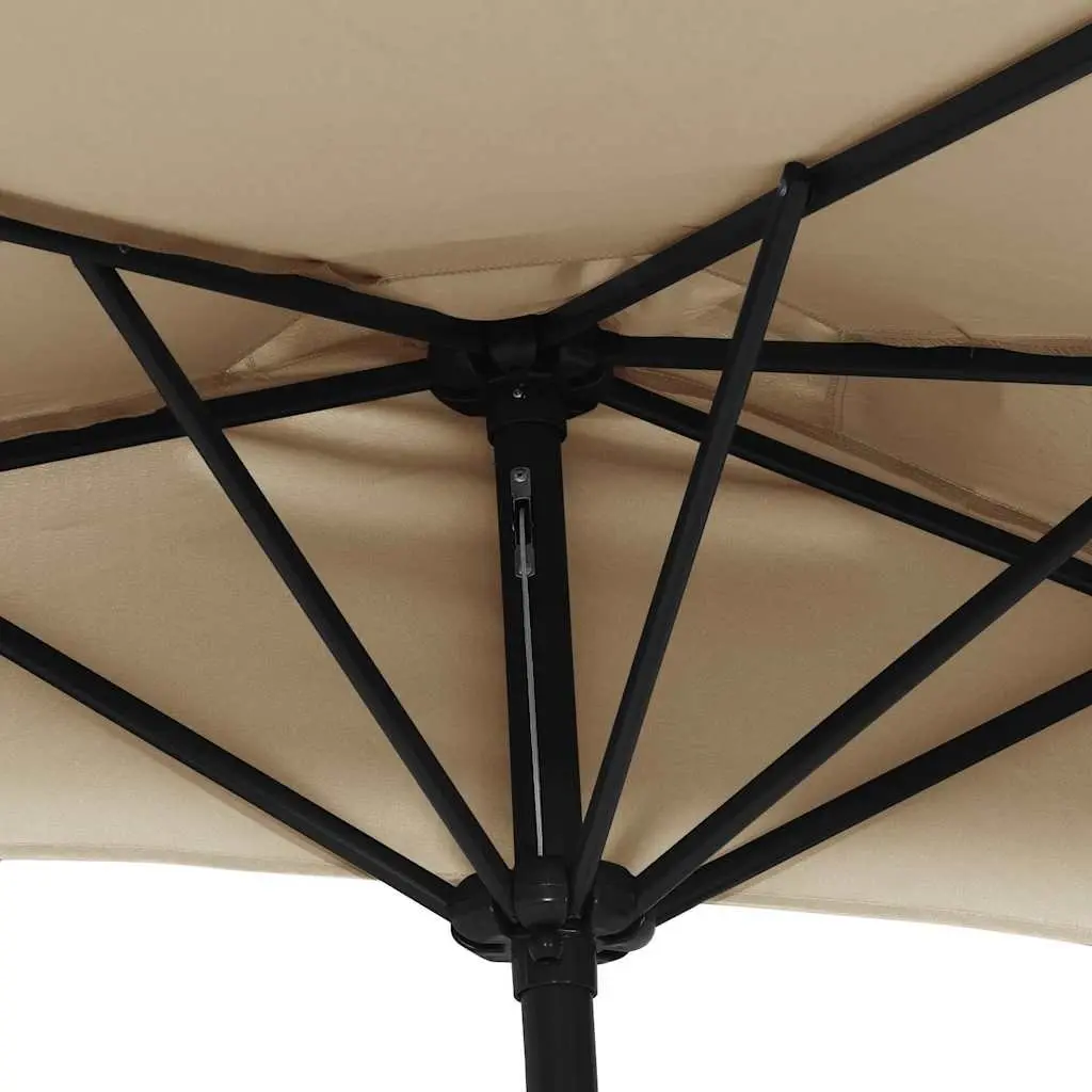 Half Round Garden Parasol Outdoor Shade Umbrella UV Protection Balcony Patio