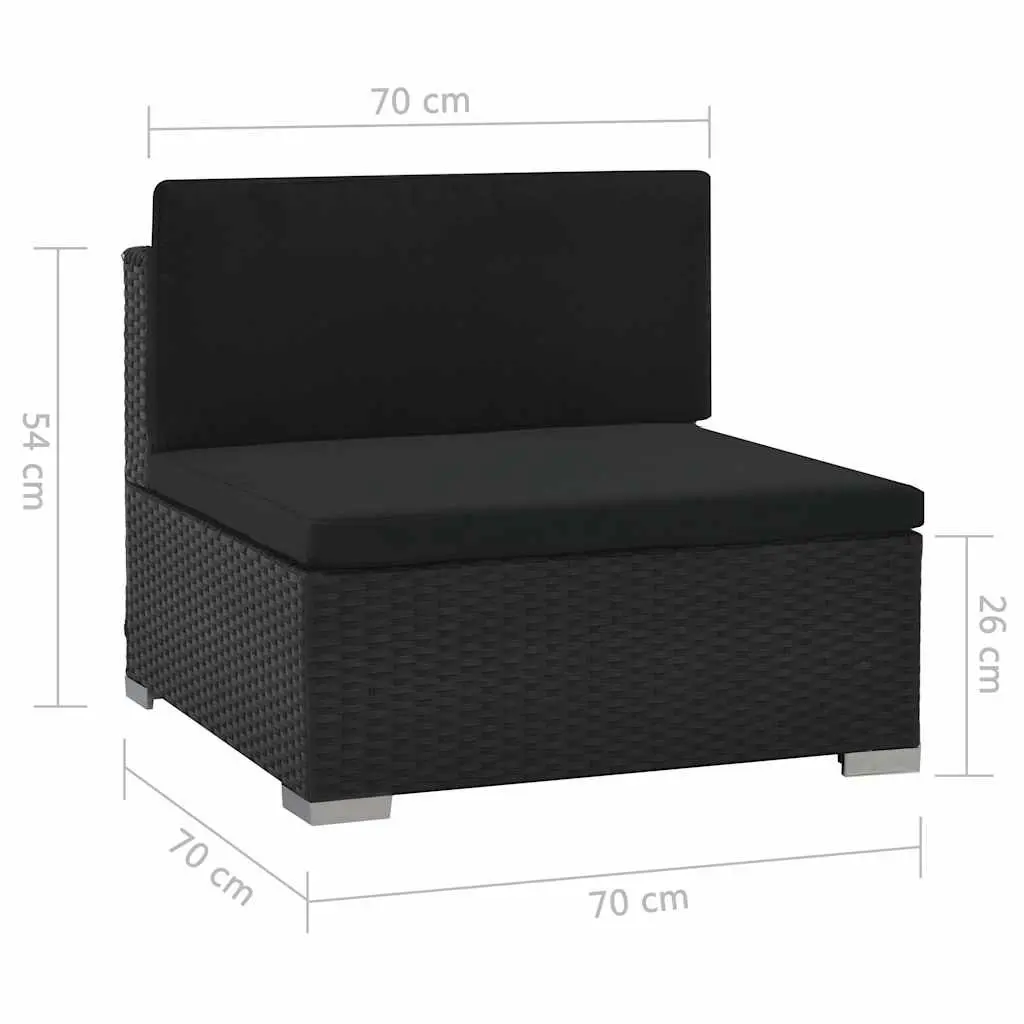Garden Furniture Lounge Set 6 Piece Black Modular Poly Rattan Sofa with Cushions