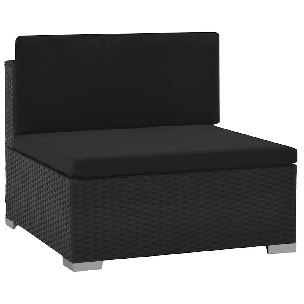 Garden Furniture Lounge Set 6 Piece Black Modular Poly Rattan Sofa with Cushions