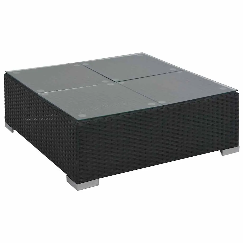 Garden Furniture Lounge Set 6 Piece Black Modular Poly Rattan Sofa with Cushions