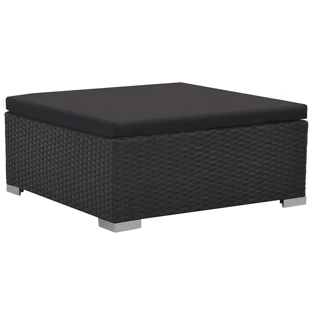 Garden Furniture Lounge Set 6 Piece Black Modular Poly Rattan Sofa with Cushions