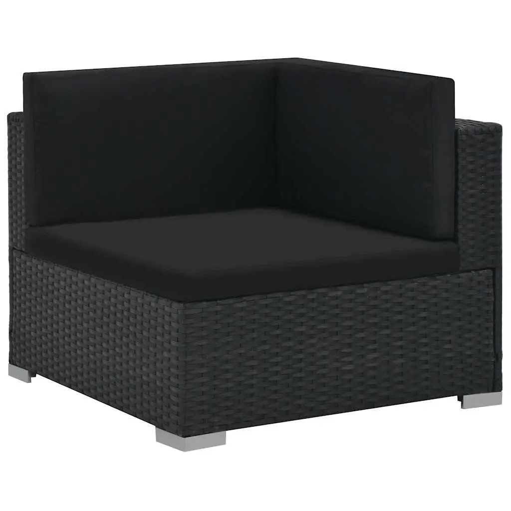 Garden Furniture Lounge Set 6 Piece Black Modular Poly Rattan Sofa with Cushions