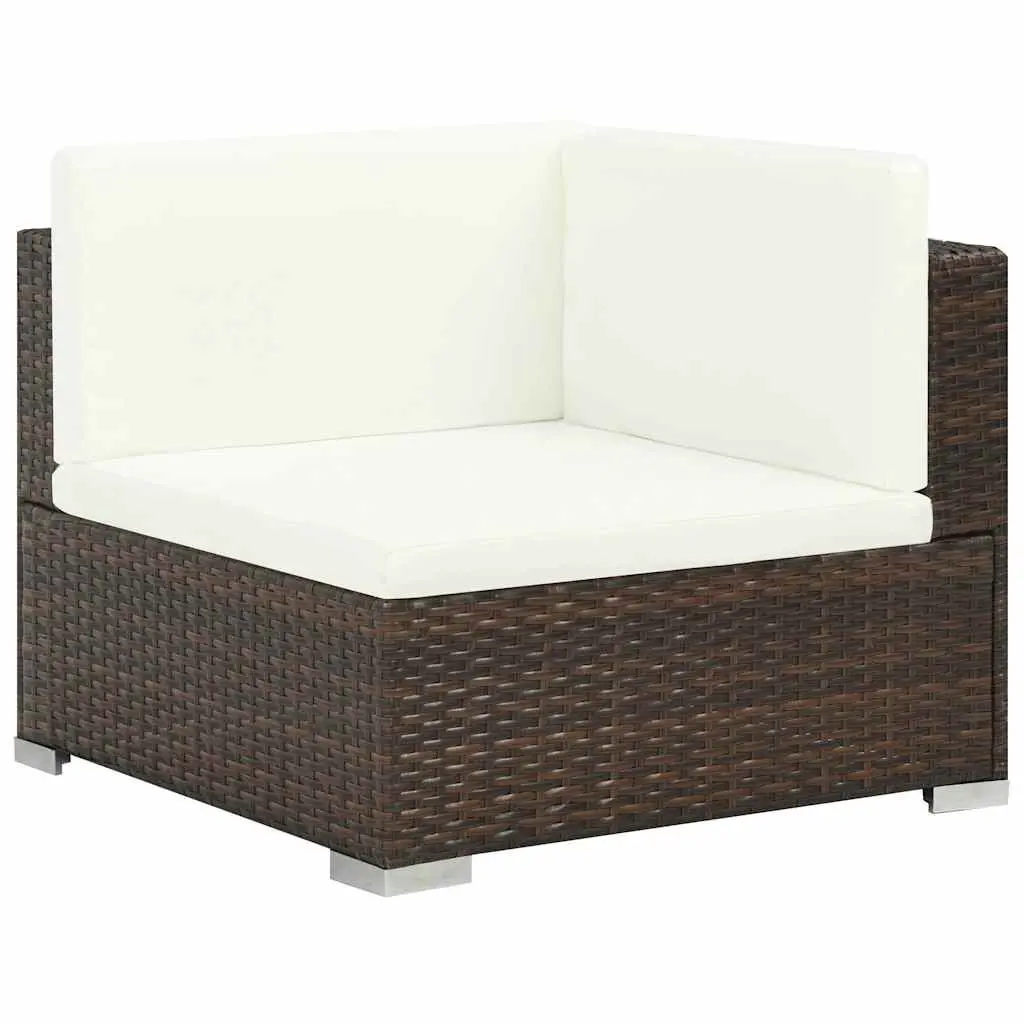Outdoor Furniture Set 6 Piece Poly Rattan Sofa with Cushions Weather Resistant Brown