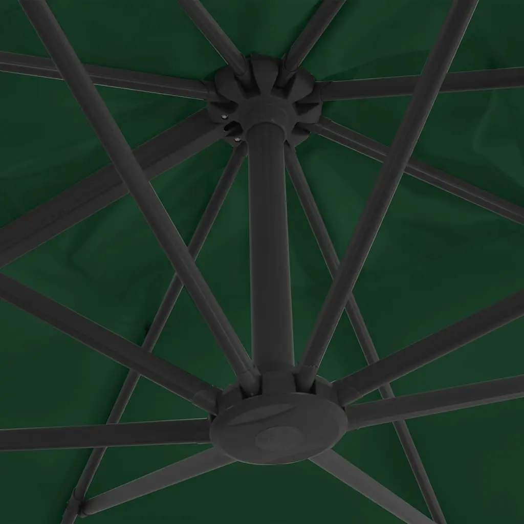 Garden Parasol Green 400x300cm UV Protective Hanging Umbrella with Adjustable Cover and 360-degree Rotating Pole