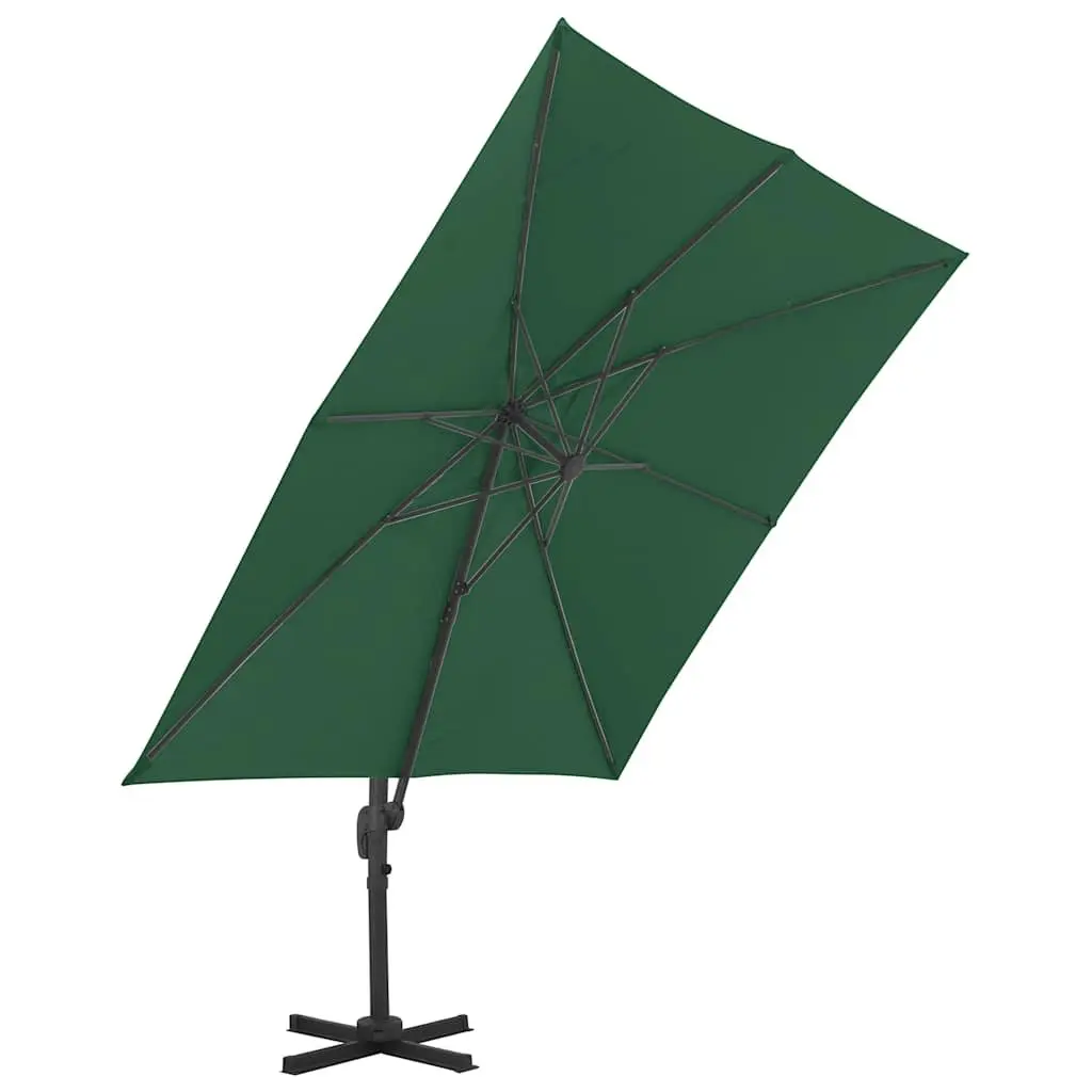 Garden Parasol Green 400x300cm UV Protective Hanging Umbrella with Adjustable Cover and 360-degree Rotating Pole