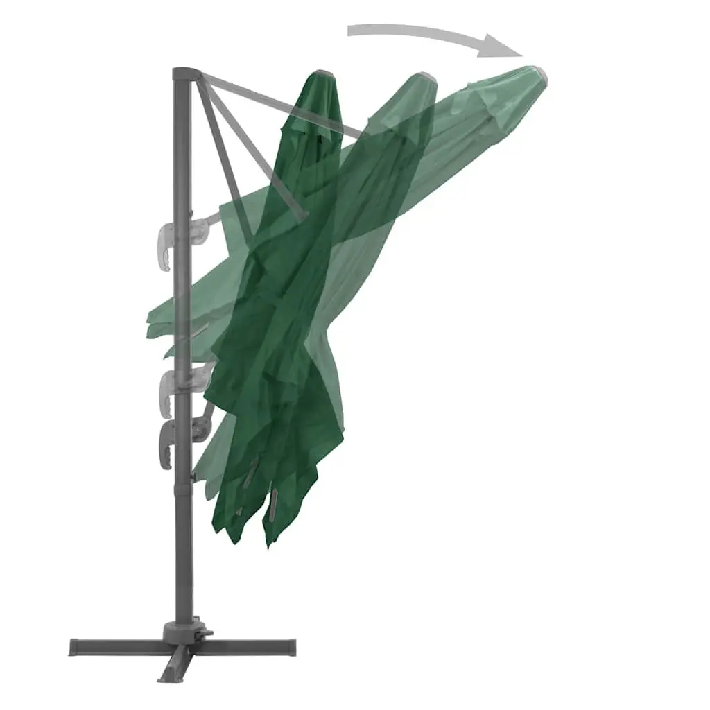 Garden Parasol Green 400x300cm UV Protective Hanging Umbrella with Adjustable Cover and 360-degree Rotating Pole