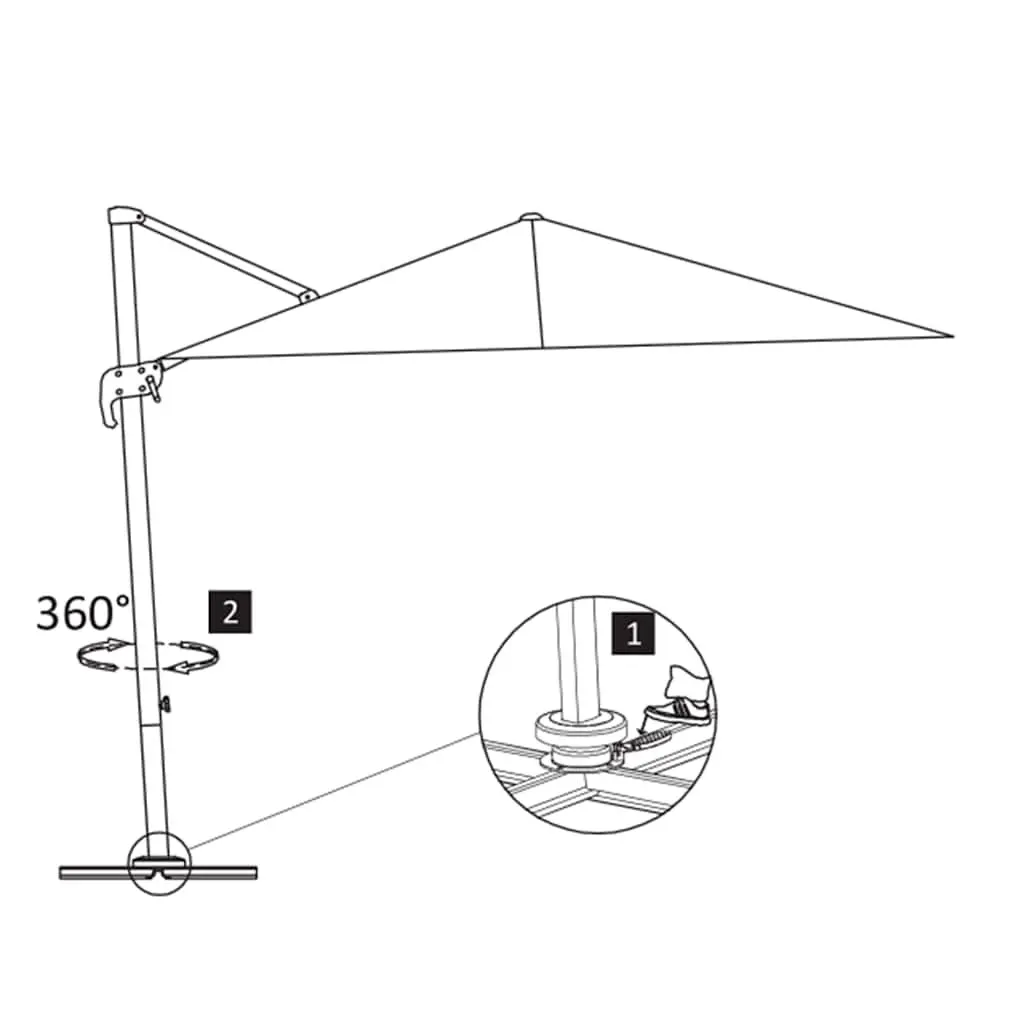 Garden Parasol Green 400x300cm UV Protective Hanging Umbrella with Adjustable Cover and 360-degree Rotating Pole