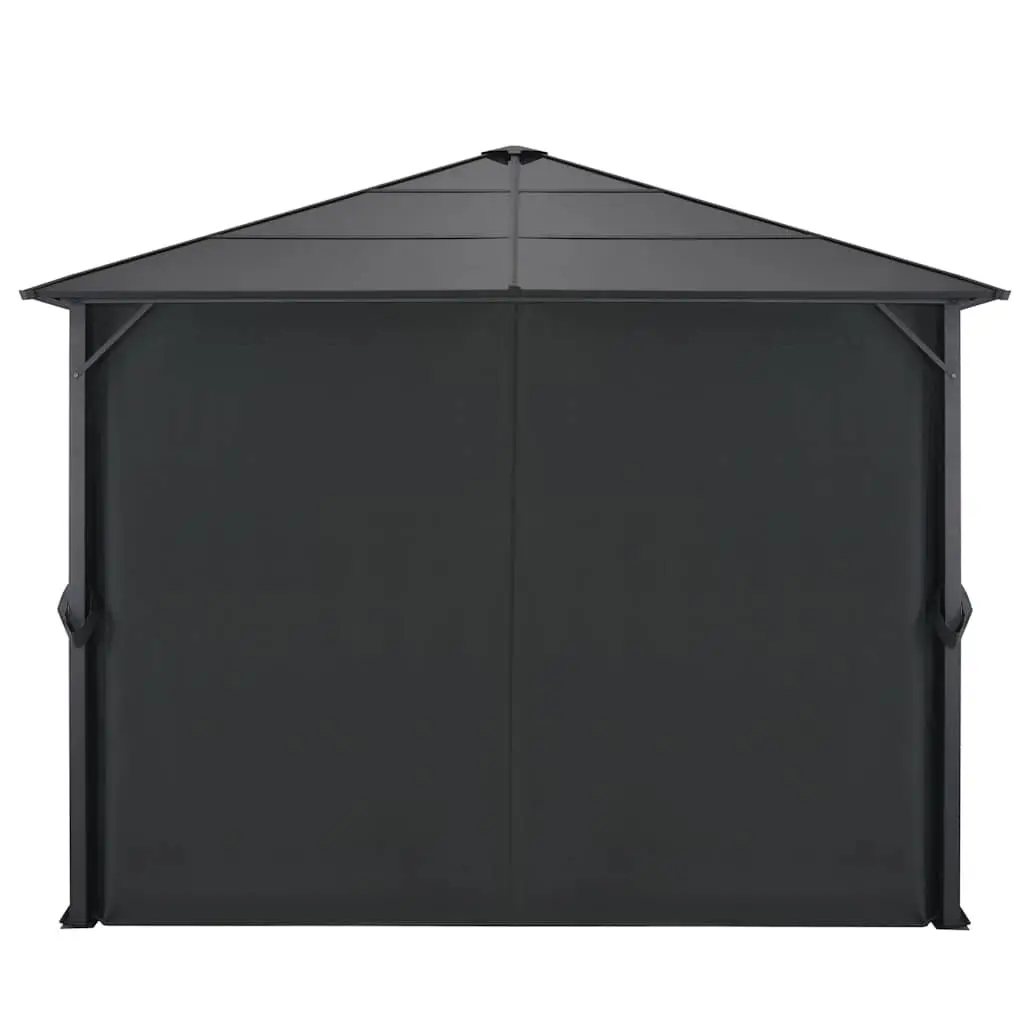 Outdoor Gazebo with Curtains Aluminium 3x3m Black Canopy Pavilion