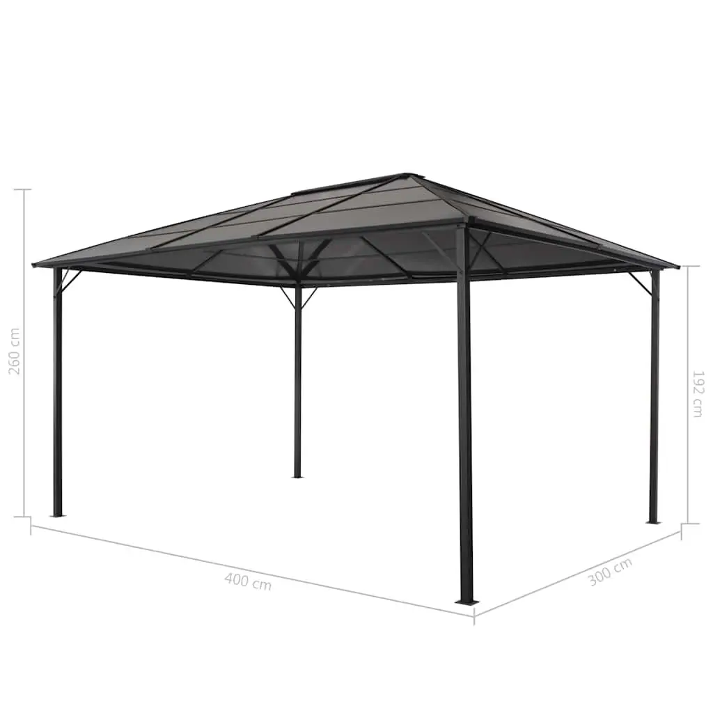 Outdoor Gazebo Shelter Black Aluminium Frame 4x3x2.6m UV-Resistant Roof