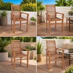 Friendly Teak Wood Stacking Dining Chair Set of 4