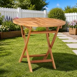 Folding Garden Dining Table 85x76cm Outdoor Teak Wood Patio Furniture Brown
