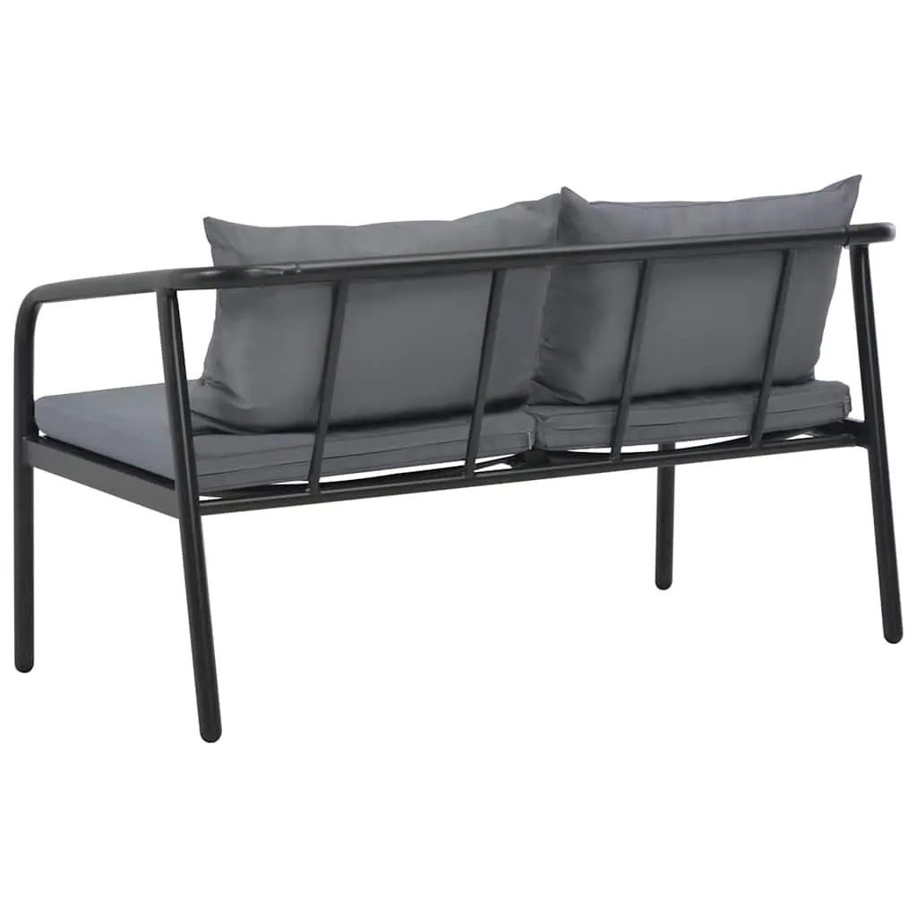 Outdoor Sofa Aluminium Garden Bench Grey with Cushions 2 Seater