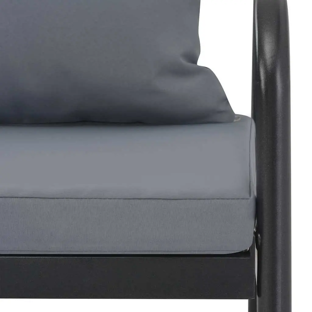 Outdoor Sofa Aluminium Garden Bench Grey with Cushions 2 Seater