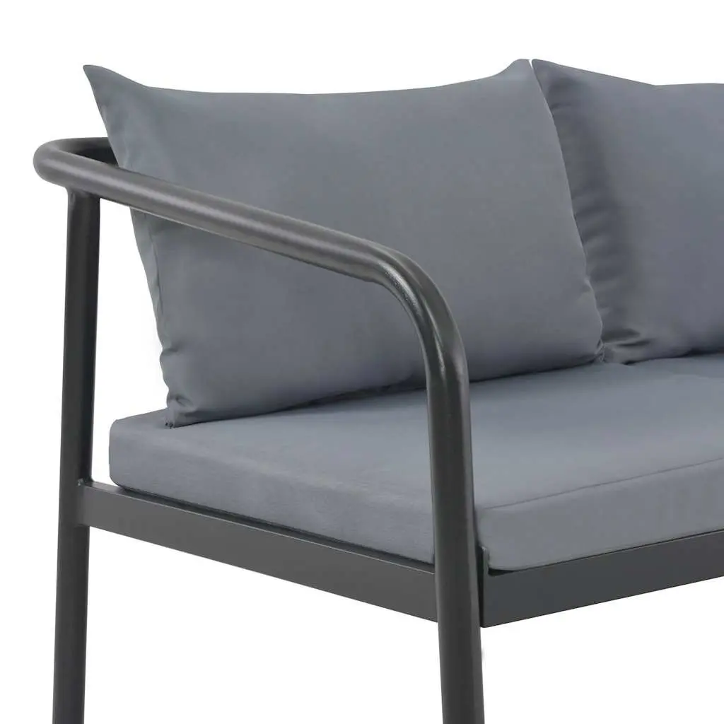Outdoor Sofa Aluminium Garden Bench Grey with Cushions 2 Seater