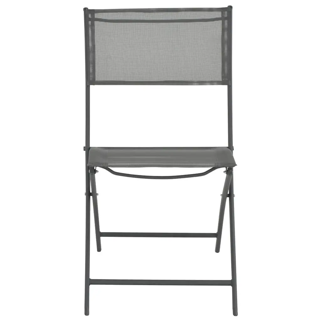 Folding Outdoor Chairs Grey Steel Frame Textilene Fabric 2 Piece