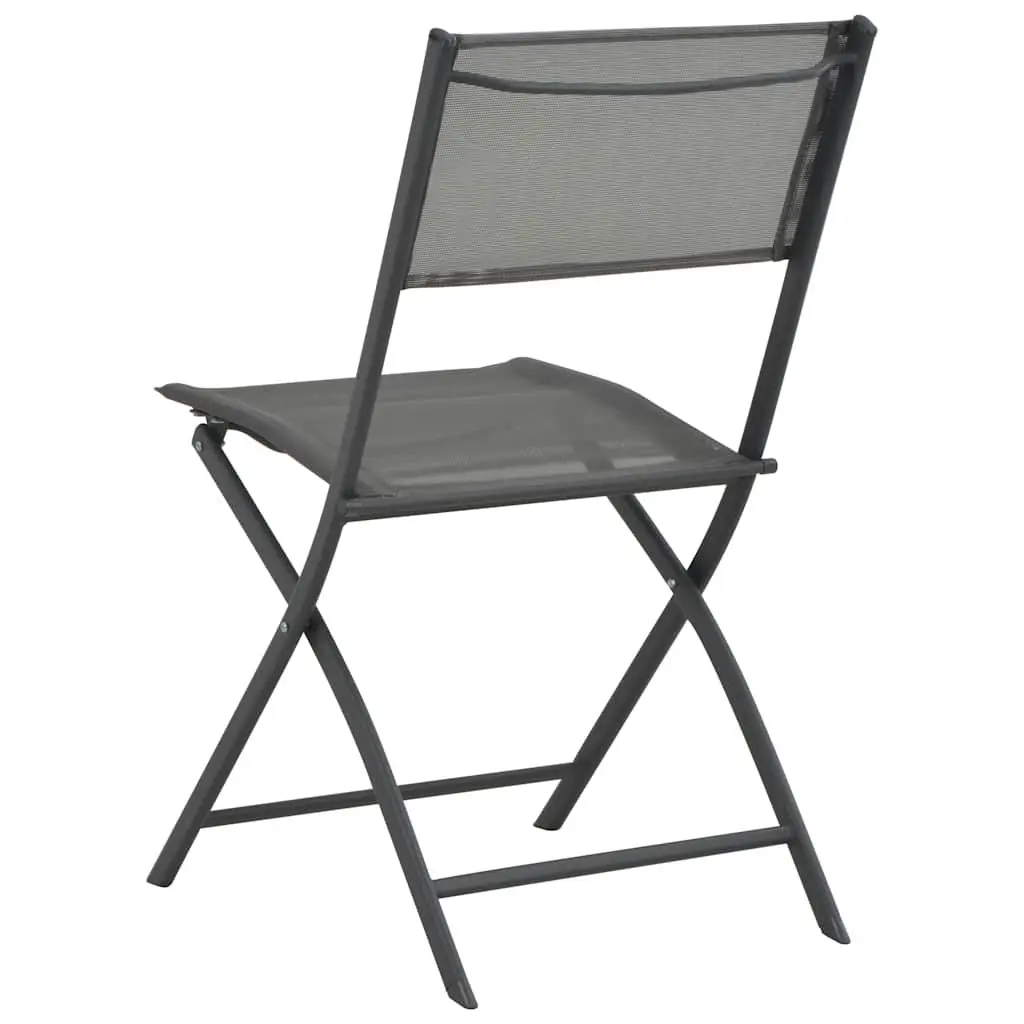 Folding Outdoor Chairs Grey Steel Frame Textilene Fabric 2 Piece