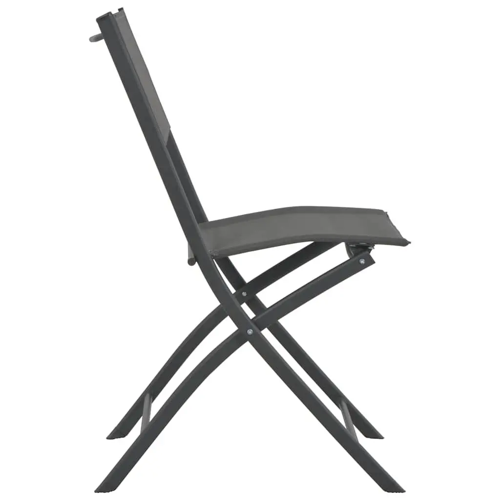 Folding Outdoor Chairs Grey Steel Frame Textilene Fabric 2 Piece