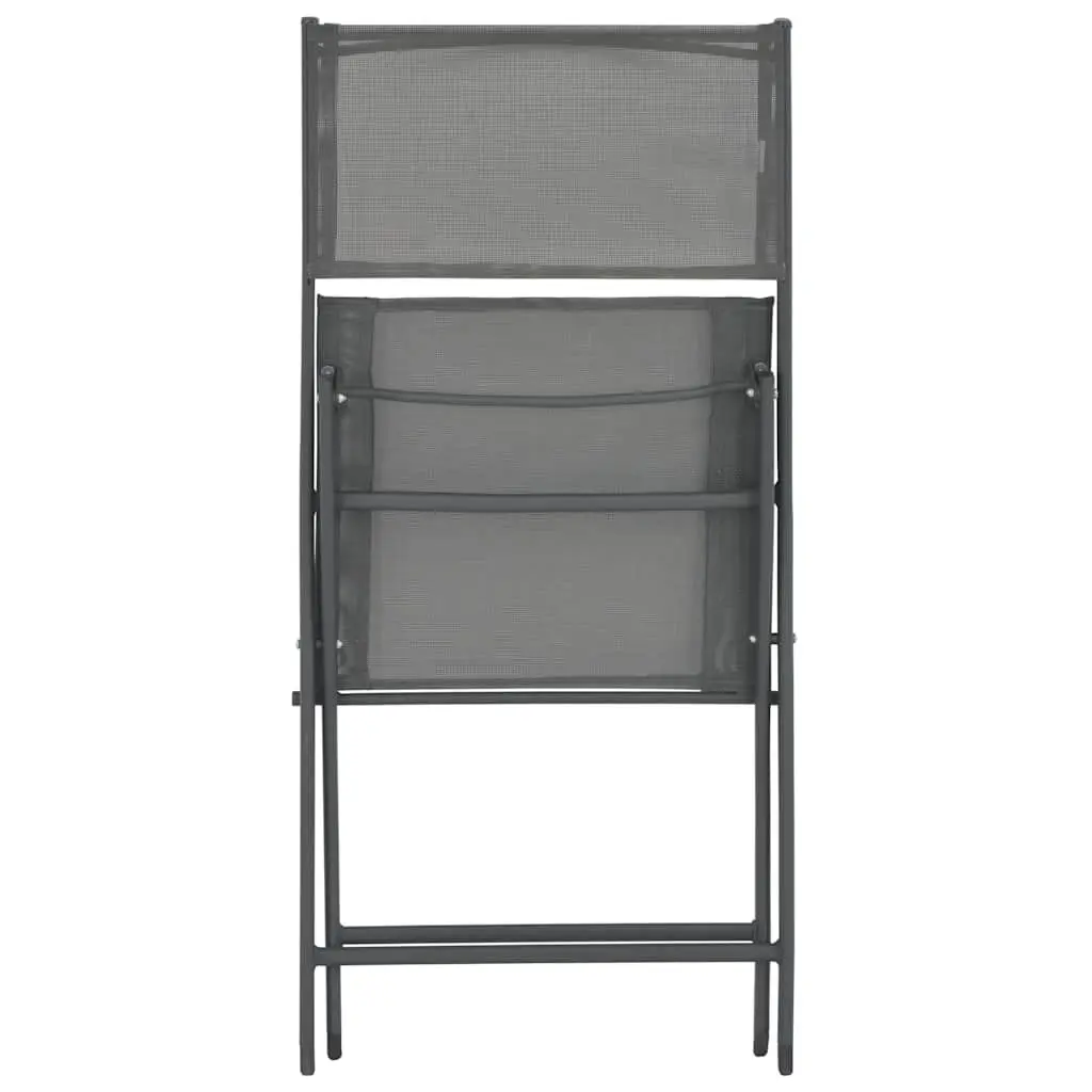 Folding Outdoor Chairs Grey Steel Frame Textilene Fabric 2 Piece