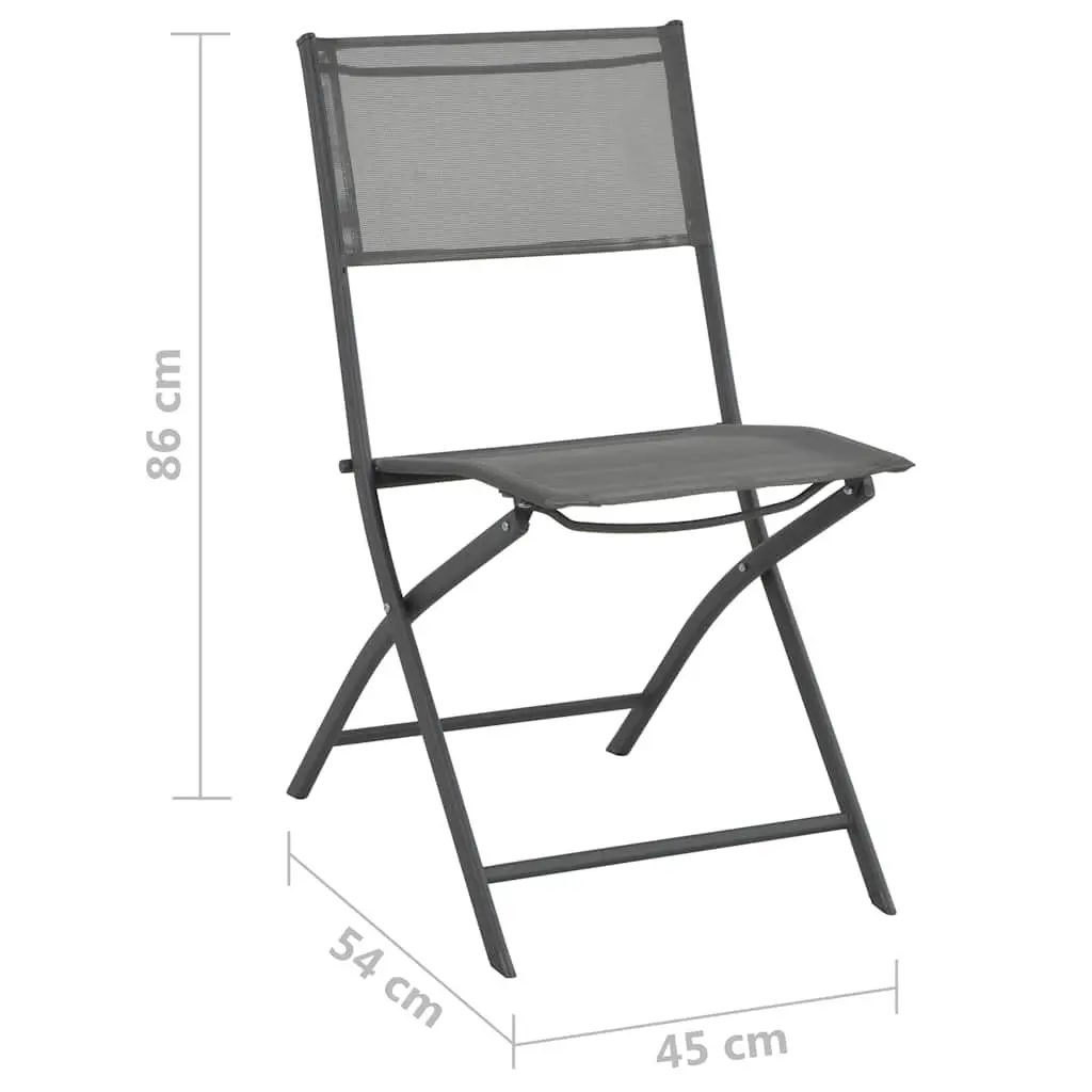 Folding Outdoor Chairs Grey Steel Frame Textilene Fabric 2 Piece