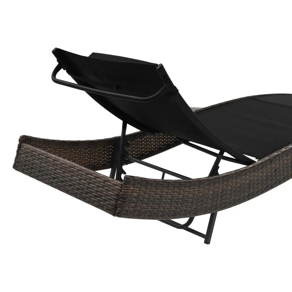Sun Lounger with Pillow Adjustable Backrest Outdoor Garden Patio Reclining Bed