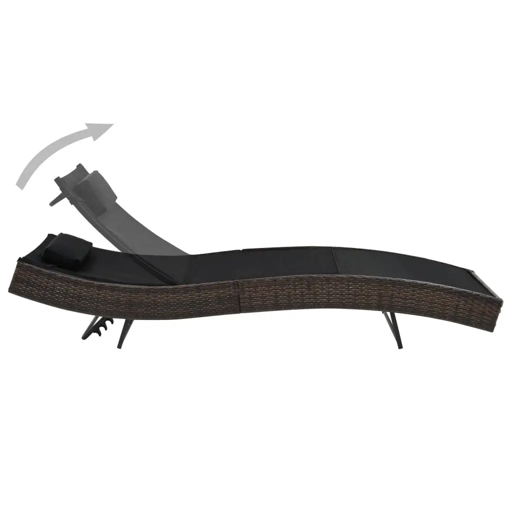Sun Lounger with Pillow Adjustable Backrest Outdoor Garden Patio Reclining Bed
