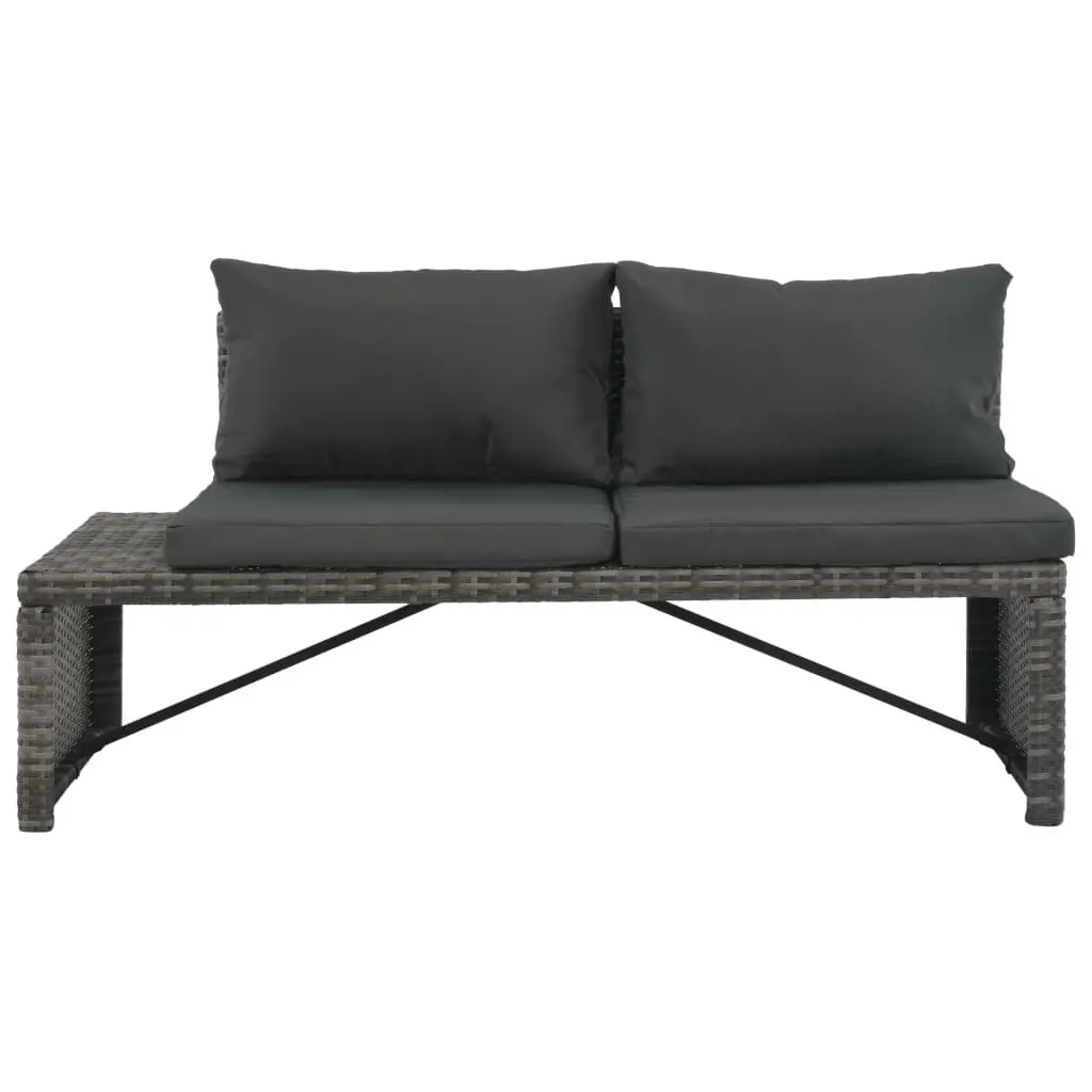 Outdoor Seating Set 3 Piece Lightweight Poly Rattan Sofa and Coffee Table Grey