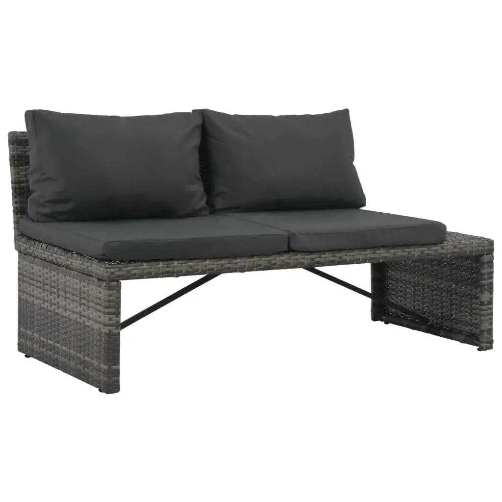 Outdoor Seating Set 3 Piece Lightweight Poly Rattan Sofa and Coffee Table Grey