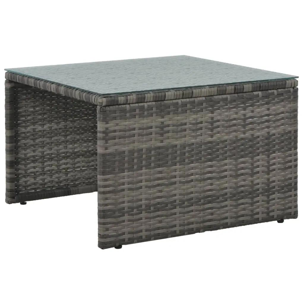 Outdoor Seating Set 3 Piece Lightweight Poly Rattan Sofa and Coffee Table Grey