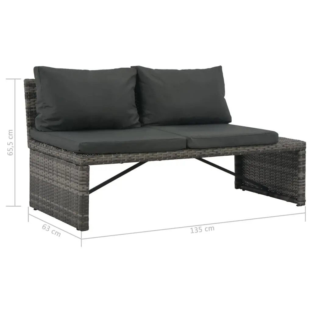 Outdoor Seating Set 3 Piece Lightweight Poly Rattan Sofa and Coffee Table Grey