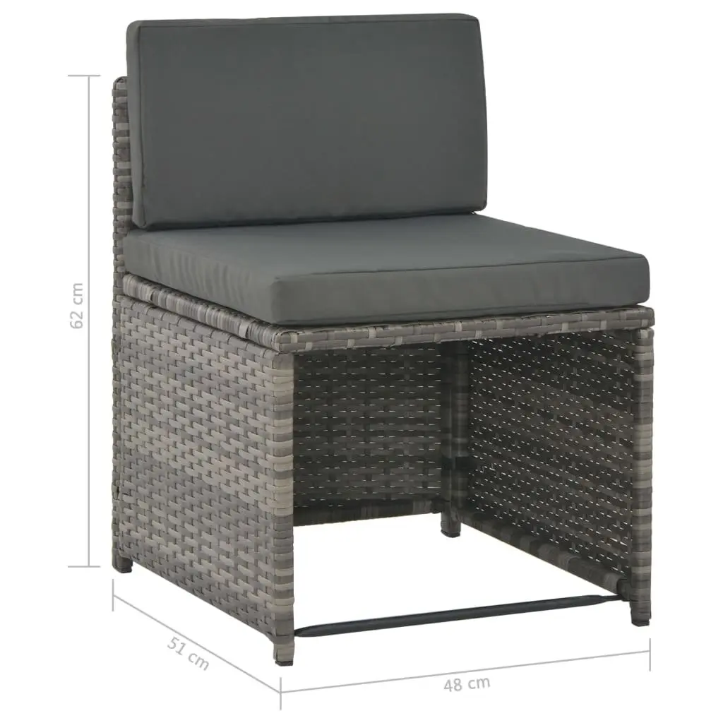 7 Piece Outdoor Dining Set Grey Poly Rattan Cushioned Patio Garden Furniture