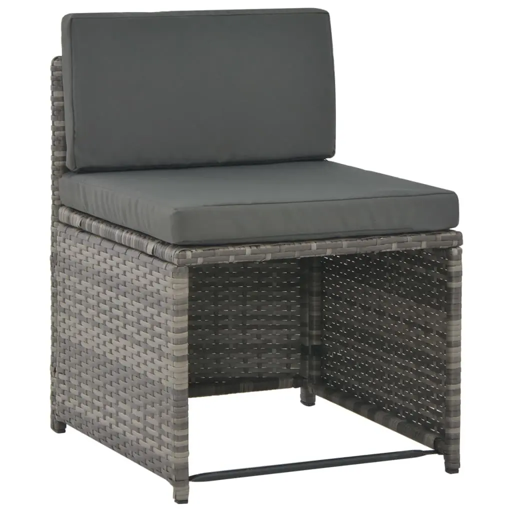 7 Piece Outdoor Dining Set Grey Poly Rattan Cushioned Patio Garden Furniture