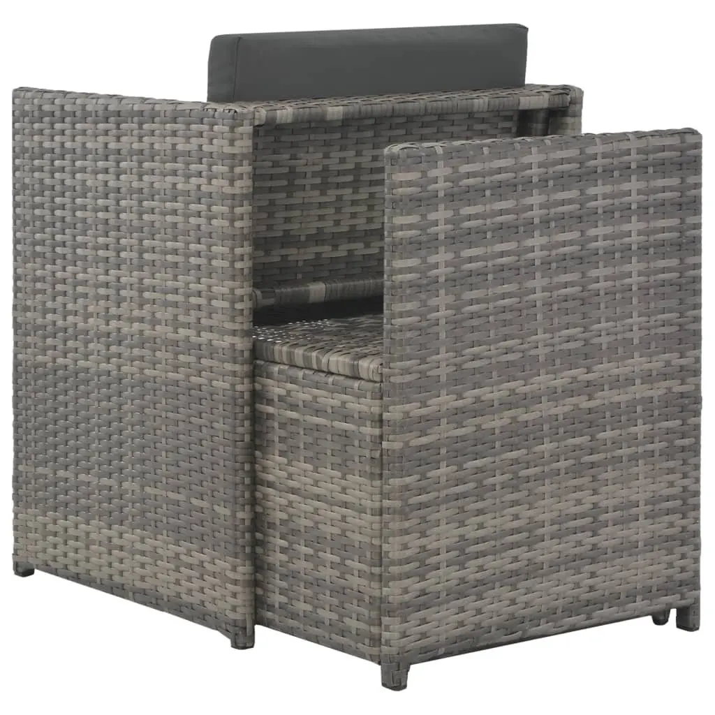 7 Piece Outdoor Dining Set Grey Poly Rattan Cushioned Patio Garden Furniture