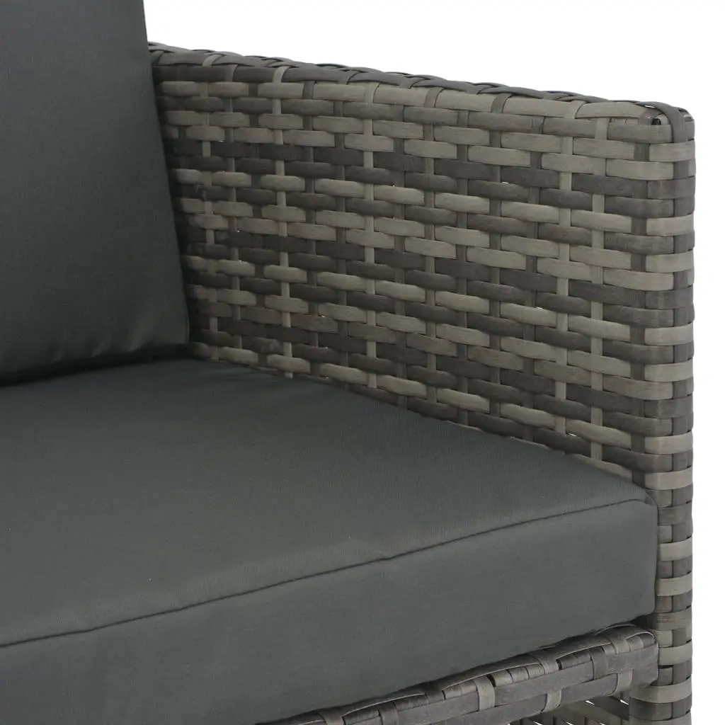 7 Piece Outdoor Dining Set Grey Poly Rattan Cushioned Patio Garden Furniture