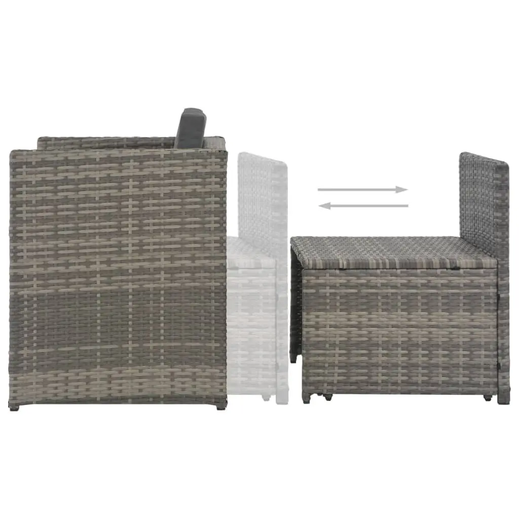 7 Piece Outdoor Dining Set Grey Poly Rattan Cushioned Patio Garden Furniture