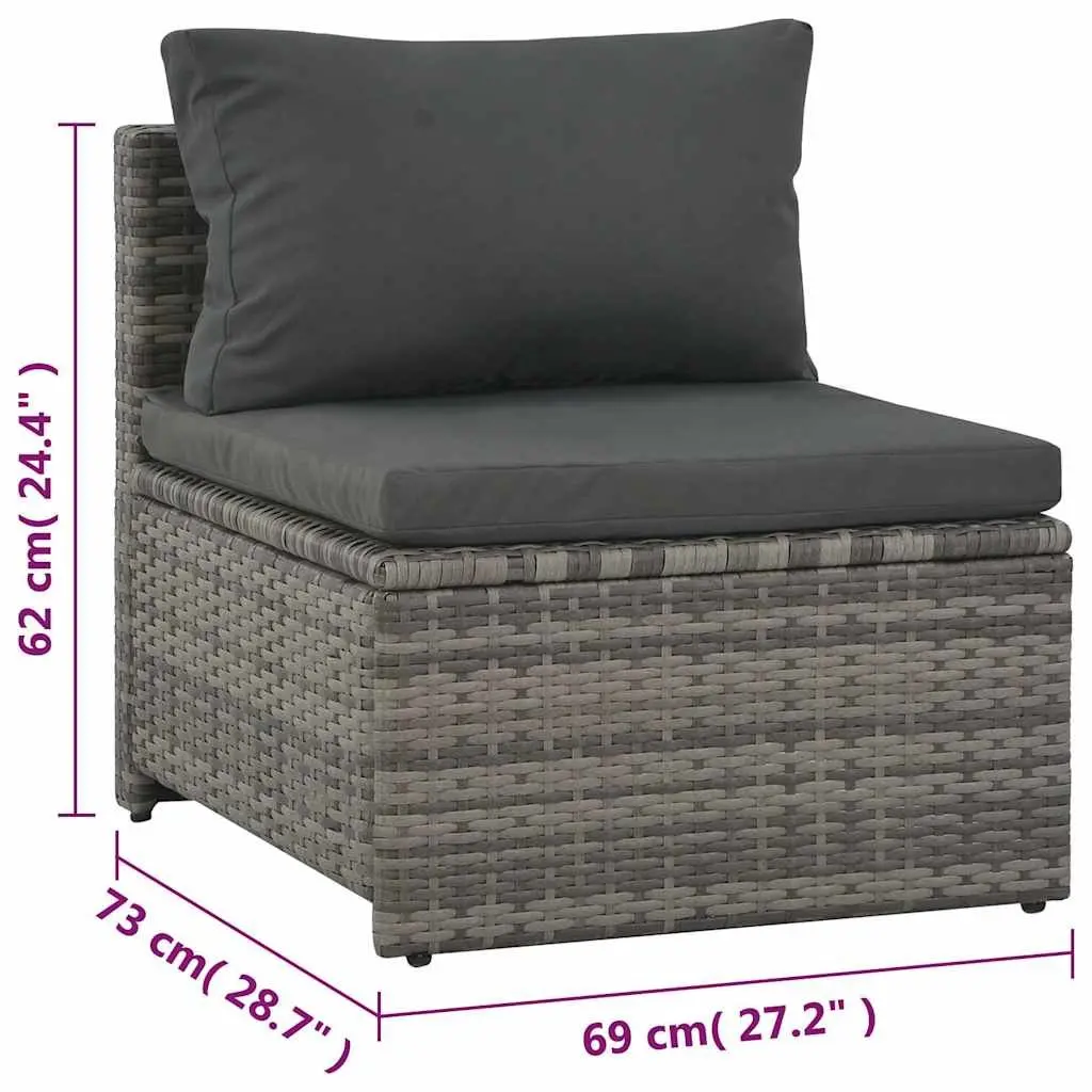 Garden Lounge Set 6 Piece Poly Rattan Outdoor Furniture with Cushions Grey