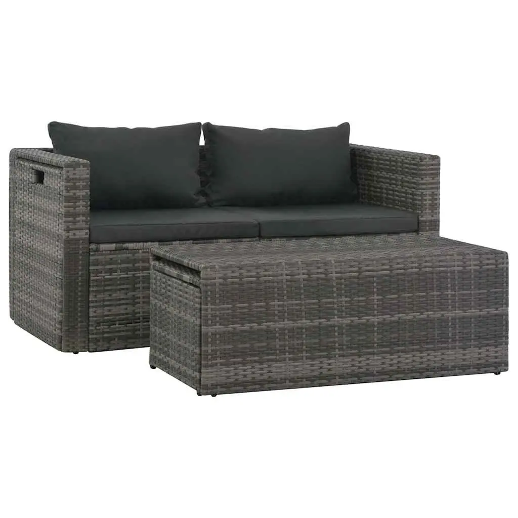 Garden Lounge Set 6 Piece Poly Rattan Outdoor Furniture with Cushions Grey