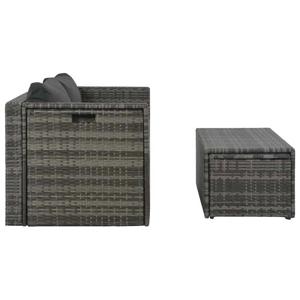 Garden Lounge Set 6 Piece Poly Rattan Outdoor Furniture with Cushions Grey