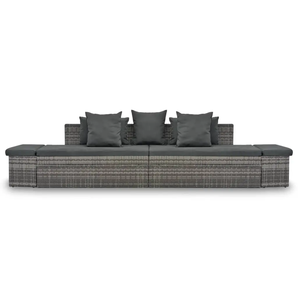 4 Piece Garden Lounge Set with Cushions Grey Rattan Outdoor Sofa Sunbed