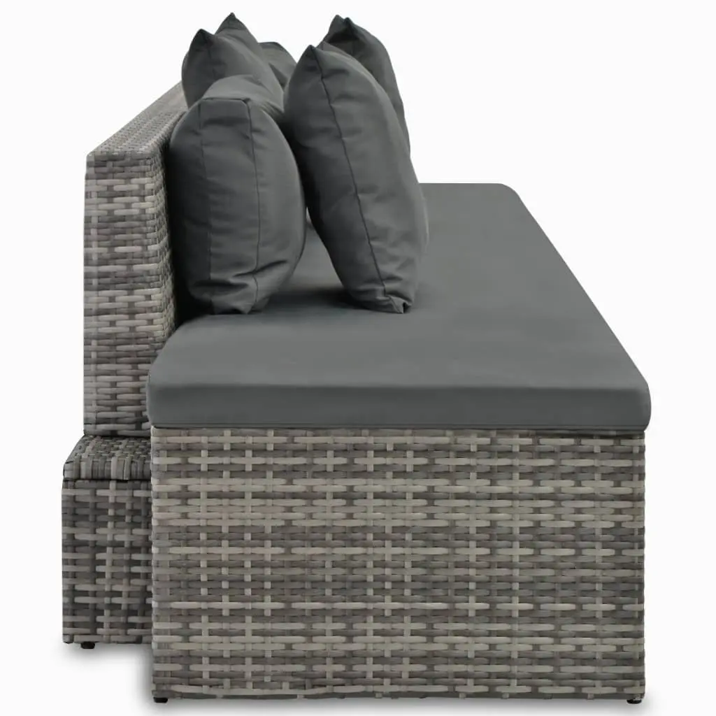 4 Piece Garden Lounge Set with Cushions Grey Rattan Outdoor Sofa Sunbed