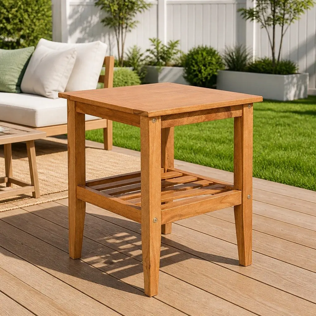 Coffee Table Teak Wood Square 40x40x50 cm Indoor Outdoor Accent Side Table