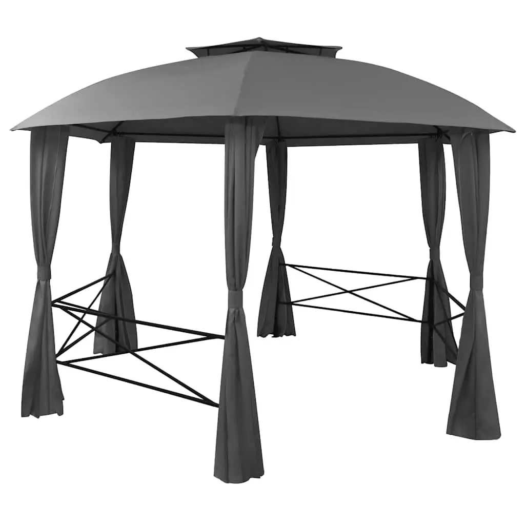 Hexagonal Garden Gazebo Pavilion Tent with Curtains Outdoor Canopy 360 x 265 cm